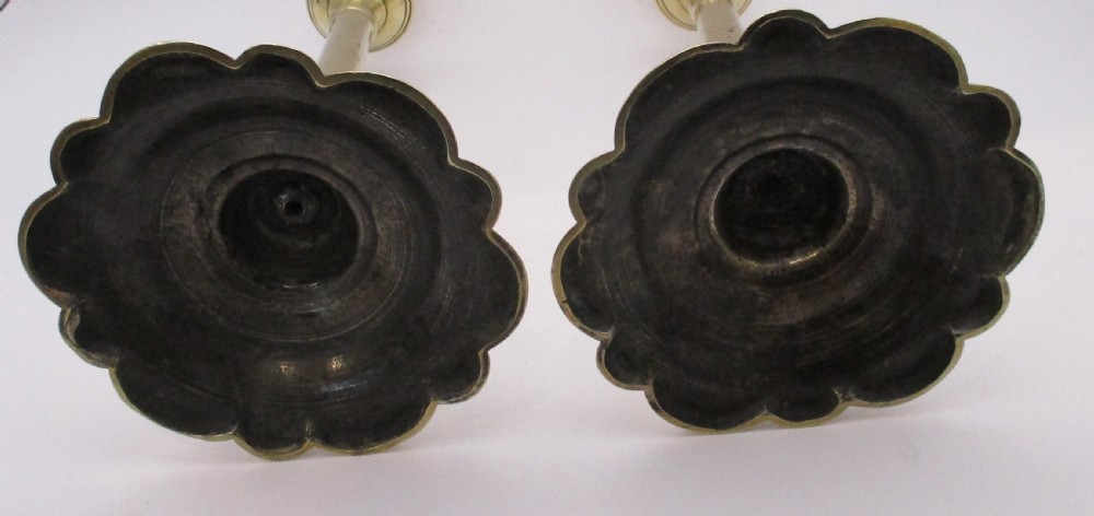 A Pair of Tall Georgian Brass Candlesticks View VI