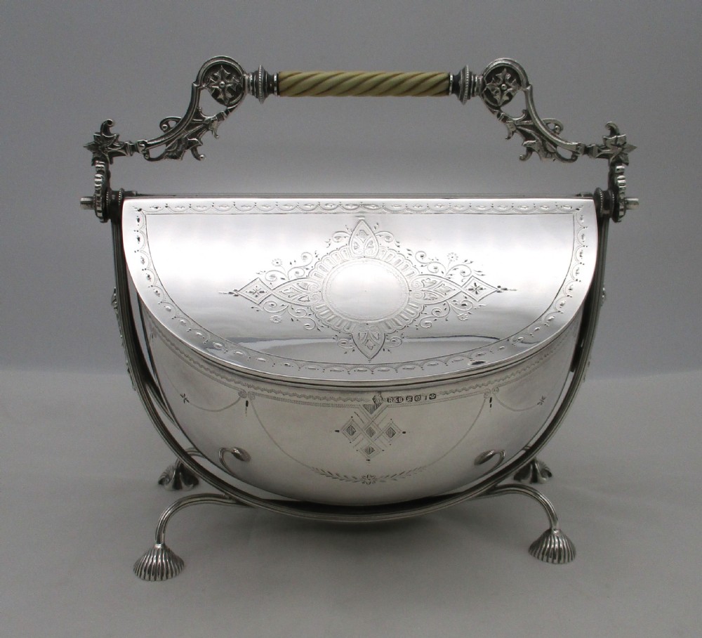 Fine Silver Plated Biscuit Box by Roberts & Belk 1879 View V