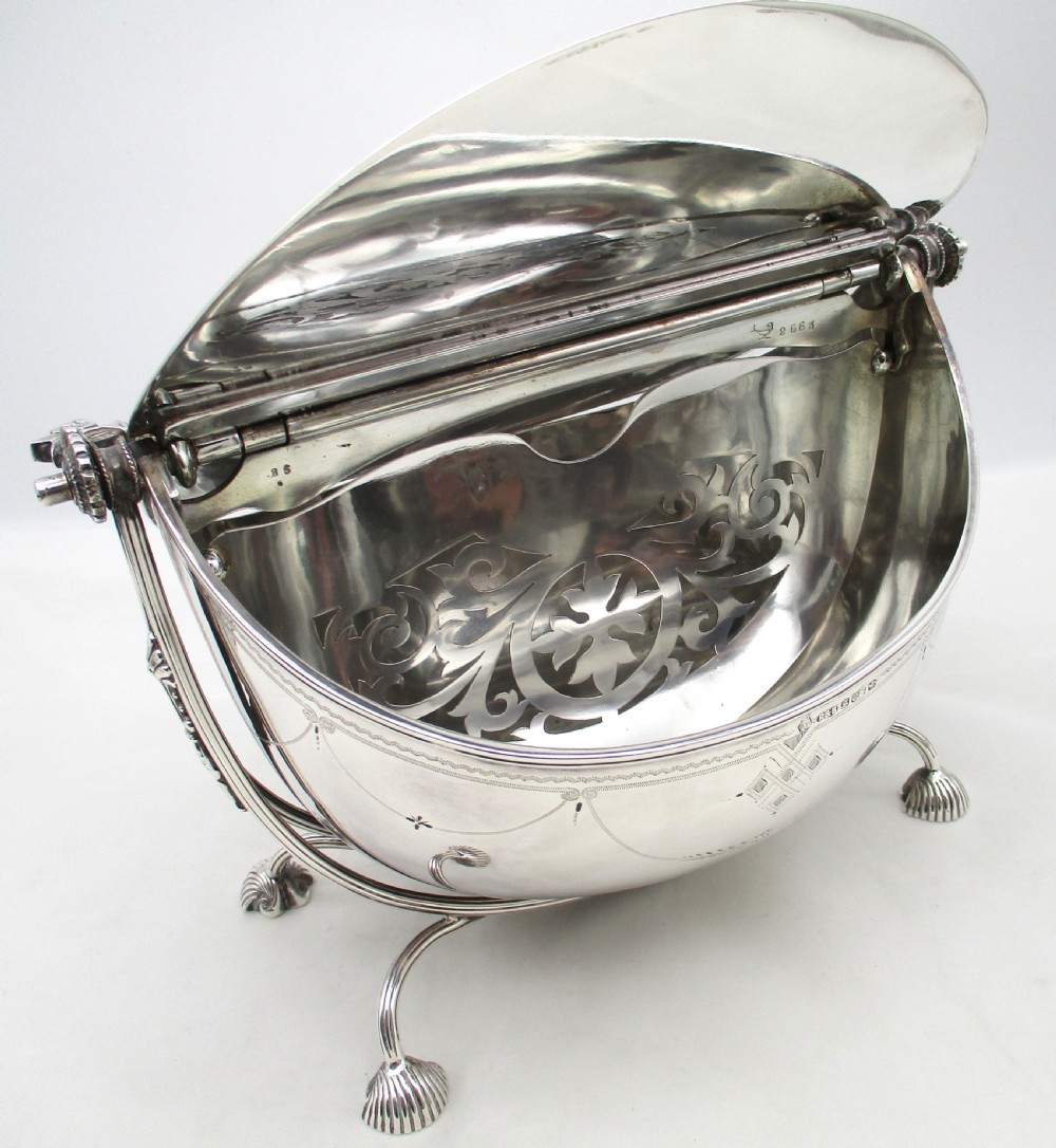 Fine Silver Plated Biscuit Box by Roberts & Belk 1879 View VIII