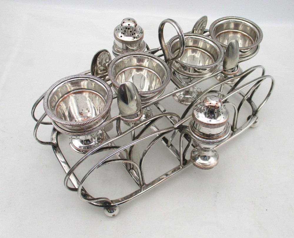 Rare 18th Century Old Sheffield Plate Wirework Egg Rack View II