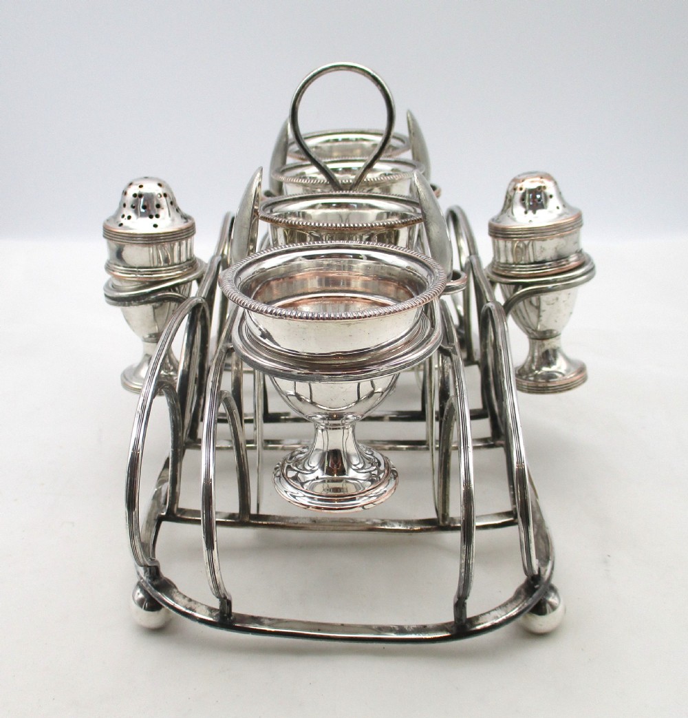 Rare 18th Century Old Sheffield Plate Wirework Egg Rack View III