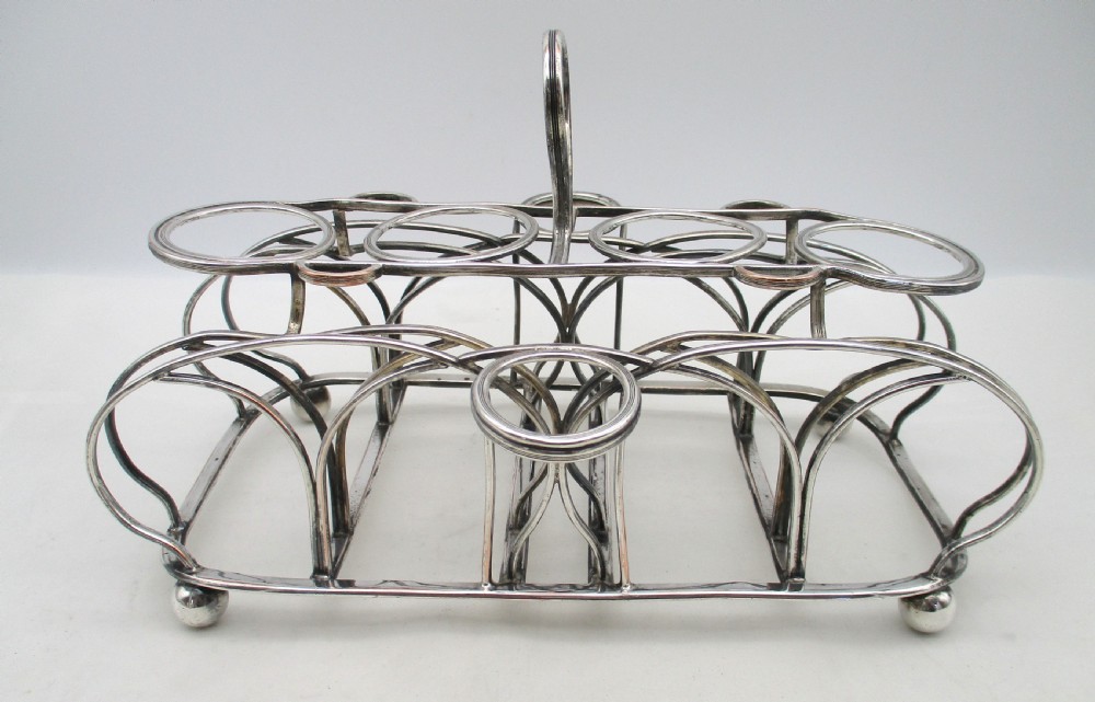 Rare 18th Century Old Sheffield Plate Wirework Egg Rack View V