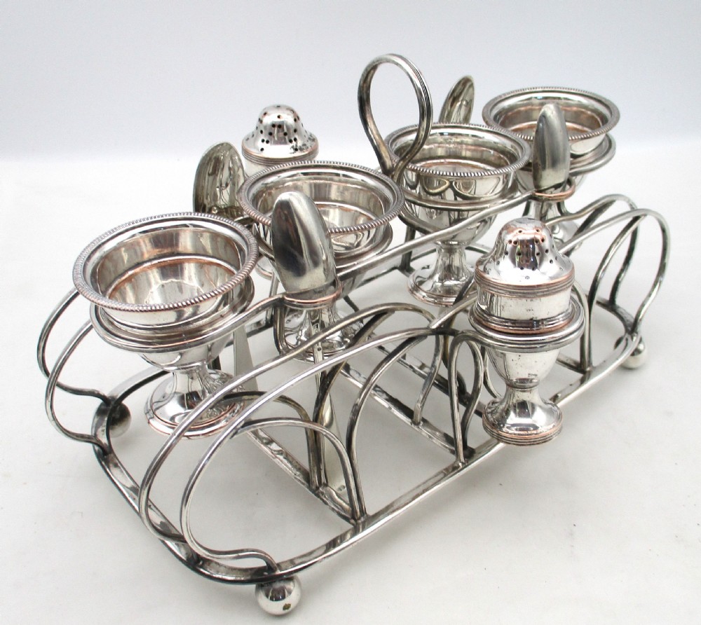 Rare 18th Century Old Sheffield Plate Wirework Egg Rack View XV