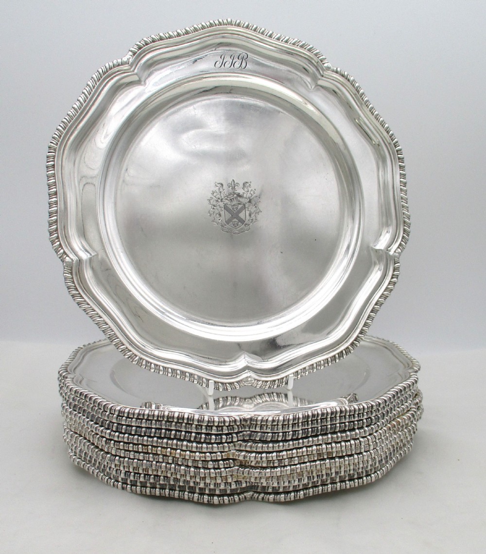 Rare Set of 12 Old Sheffield Plated Dinner Plates