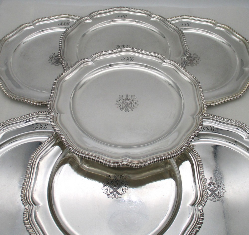 Rare Set of 12 Old Sheffield Plated Dinner Plates View II