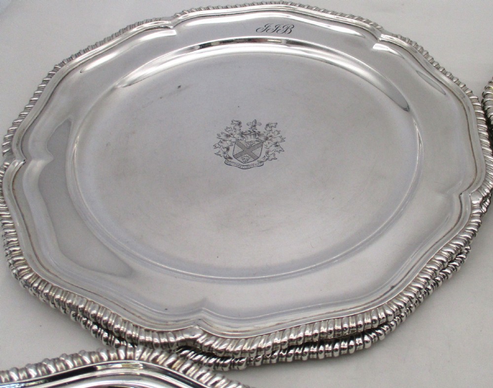 Rare Set of 12 Old Sheffield Plated Dinner Plates View III