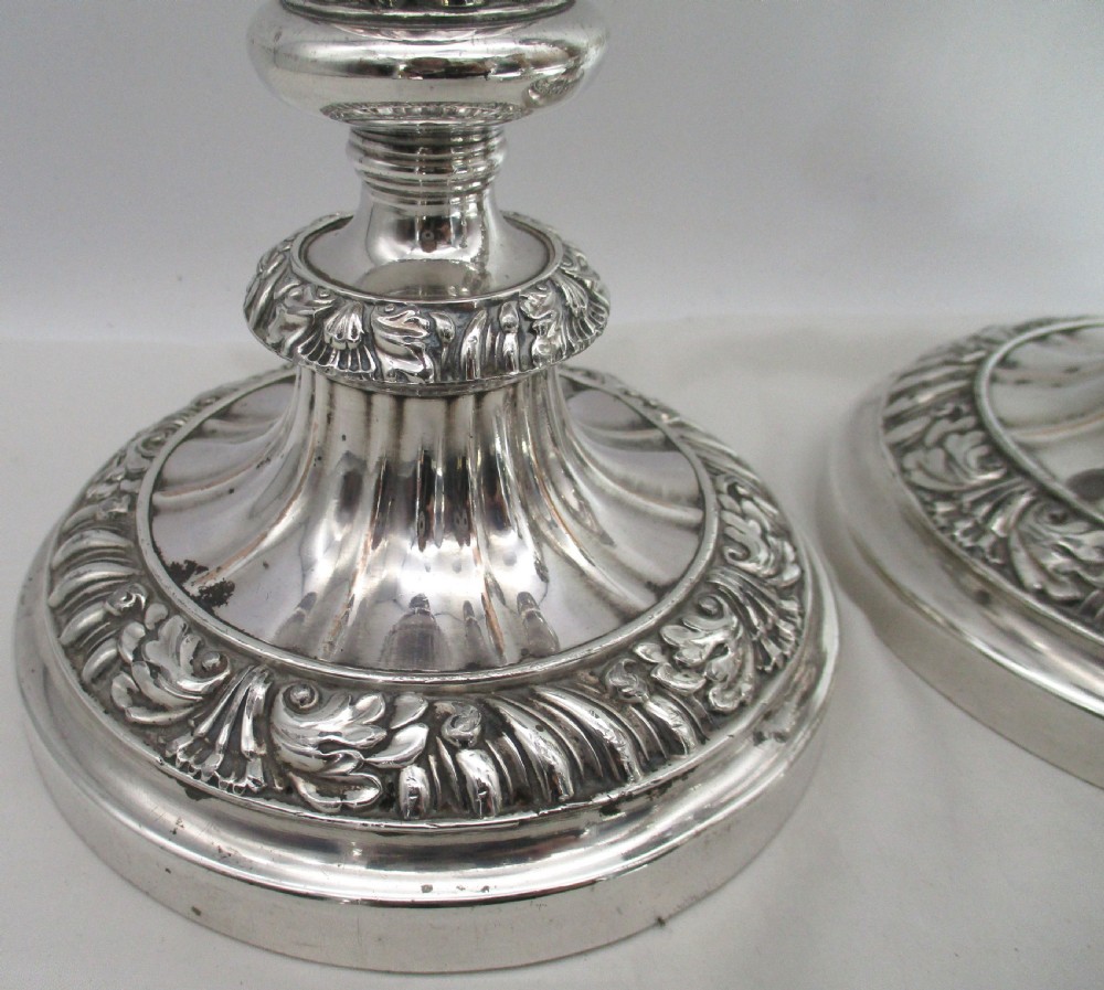 Good Set of 4 Old Sheffield Plated Extending Candlesticks View II