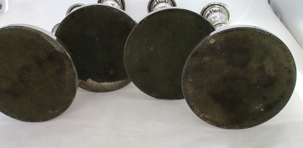 Good Set of 4 Old Sheffield Plated Extending Candlesticks View VI
