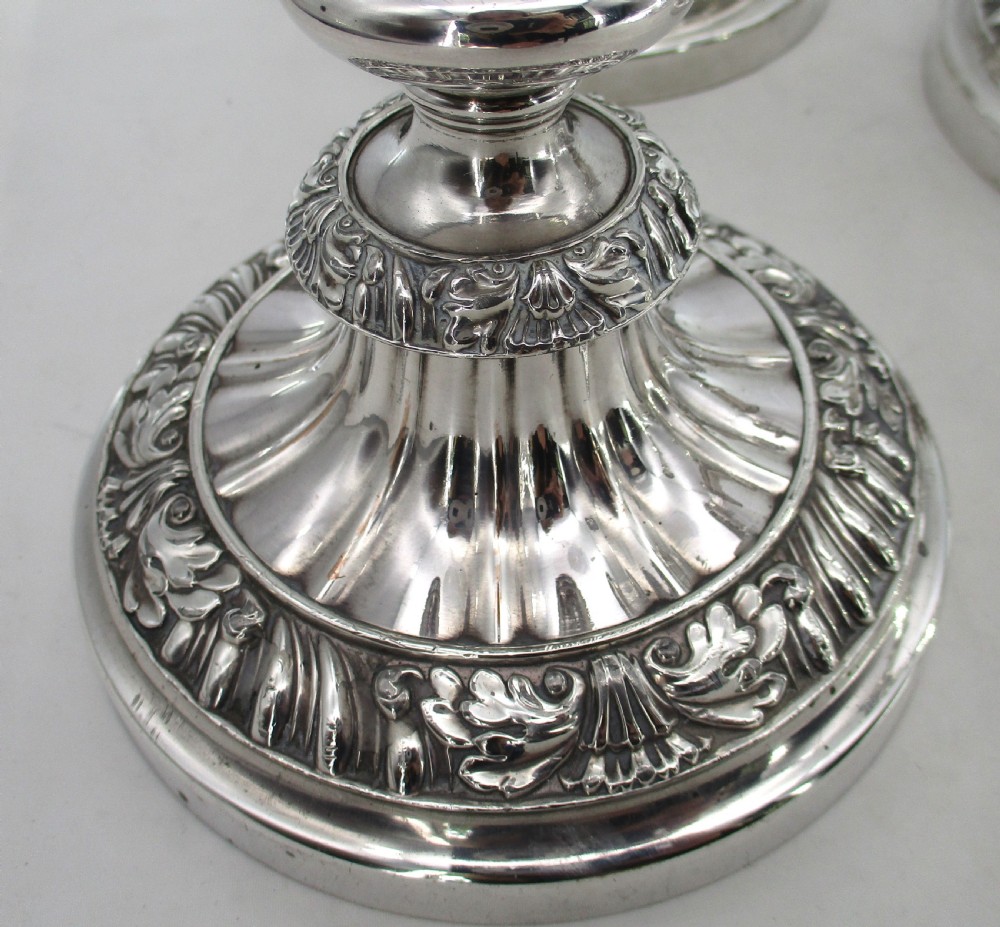 Good Set of 4 Old Sheffield Plated Extending Candlesticks View VIII