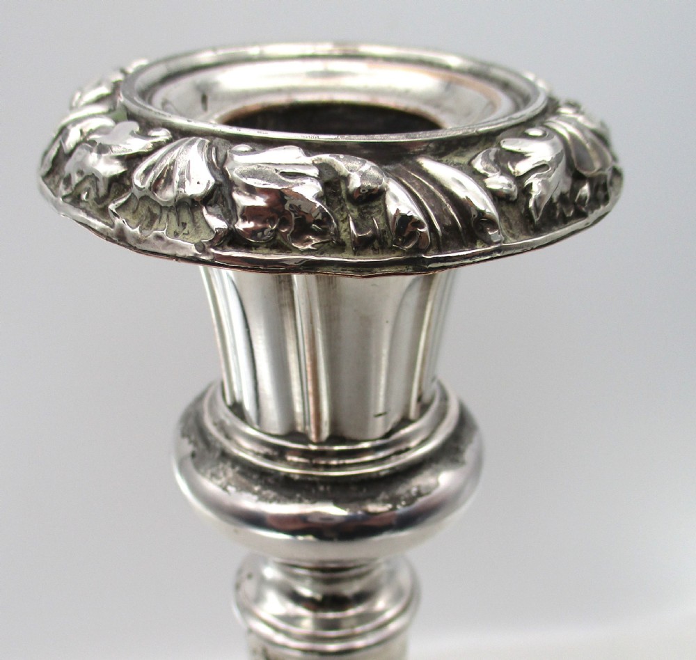 Good Set of 4 Old Sheffield Plated Extending Candlesticks View IX