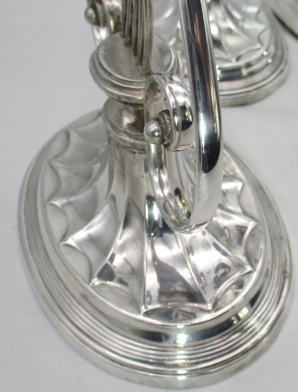 Rare Set of 4 Old Sheffield Plated Lyre Shaped Candlesticks View VII