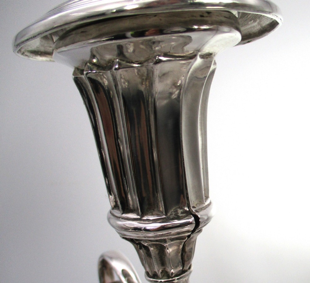 Rare Set of 4 Old Sheffield Plated Lyre Shaped Candlesticks View X