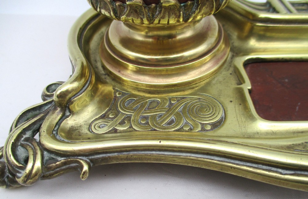 Art Nouveau Brass & Marble Ink Stand  View VI