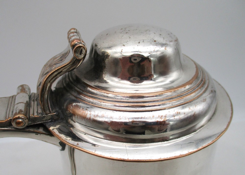 Large Old Sheffield Plated Lidded Tankard c1800 View IV