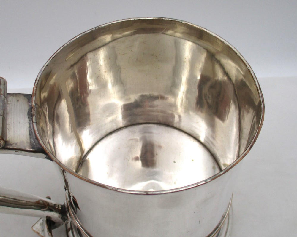 Large Old Sheffield Plated Lidded Tankard c1800 View V