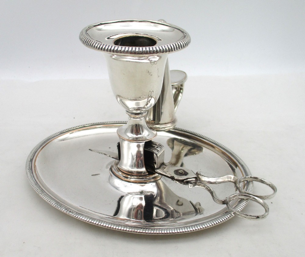 Good Old Sheffield Plated Chamber Candlestick c1800 with Snips