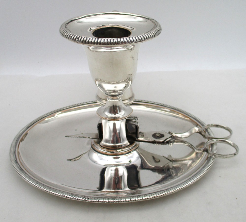 Good Old Sheffield Plated Chamber Candlestick c1800 with Snips View II