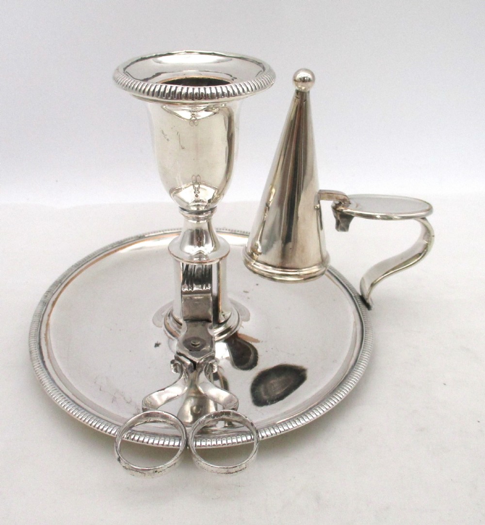 Good Old Sheffield Plated Chamber Candlestick c1800 with Snips View III