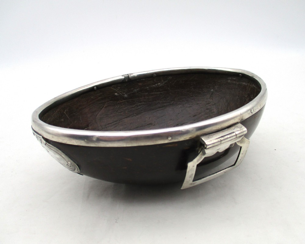 Rare 18th Century Coconut Bowl with Old Sheffield Plate Mounts