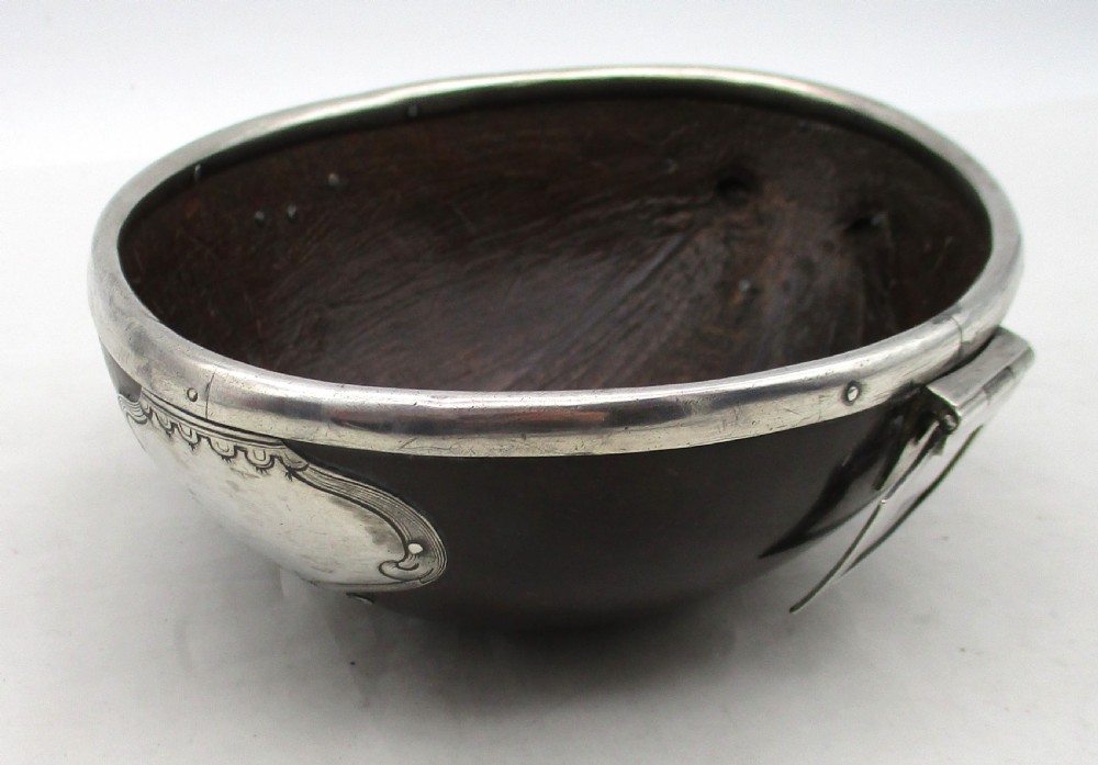 Rare 18th Century Coconut Bowl with Old Sheffield Plate Mounts View II