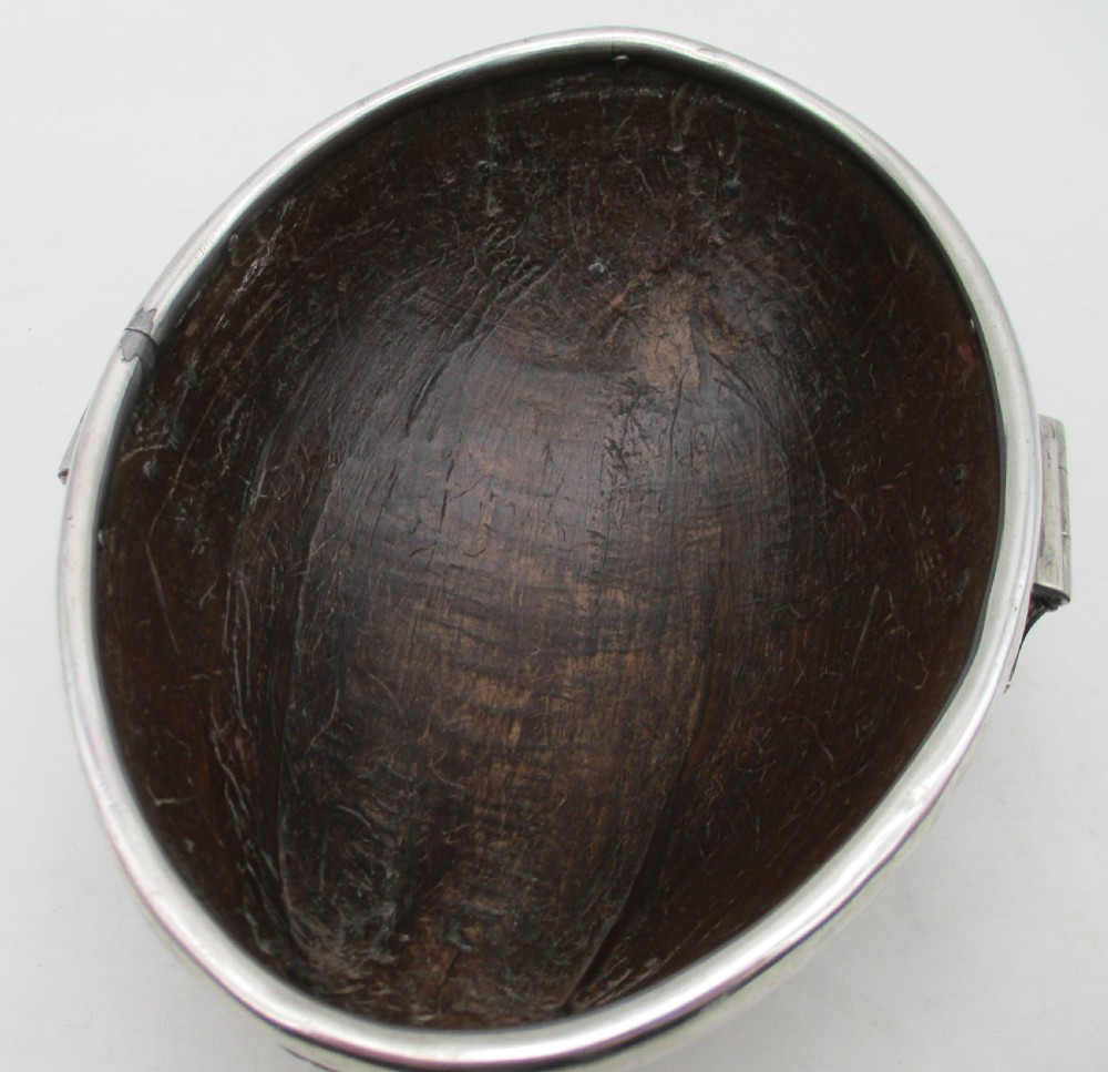 Rare 18th Century Coconut Bowl with Old Sheffield Plate Mounts View V