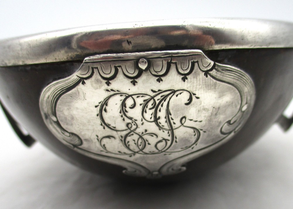 Rare 18th Century Coconut Bowl with Old Sheffield Plate Mounts View X