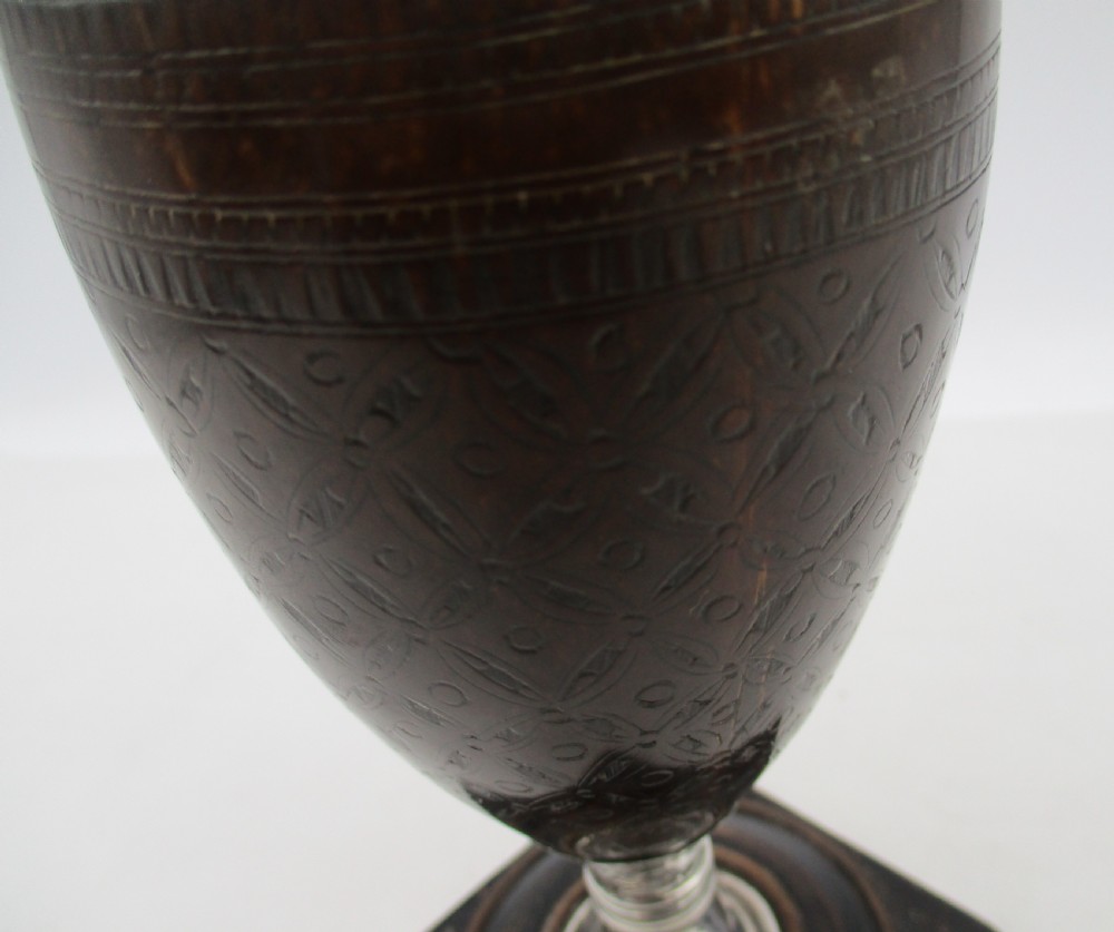 Rare 18th Century Coconut Wine Goblet with Old Sheffield Plate Mounts View VI