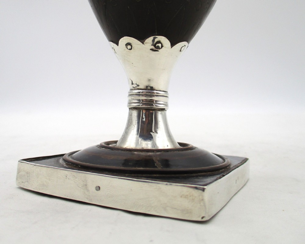 Rare 18th Century Coconut Wine Goblet with Old Sheffield Plate Mounts View IX