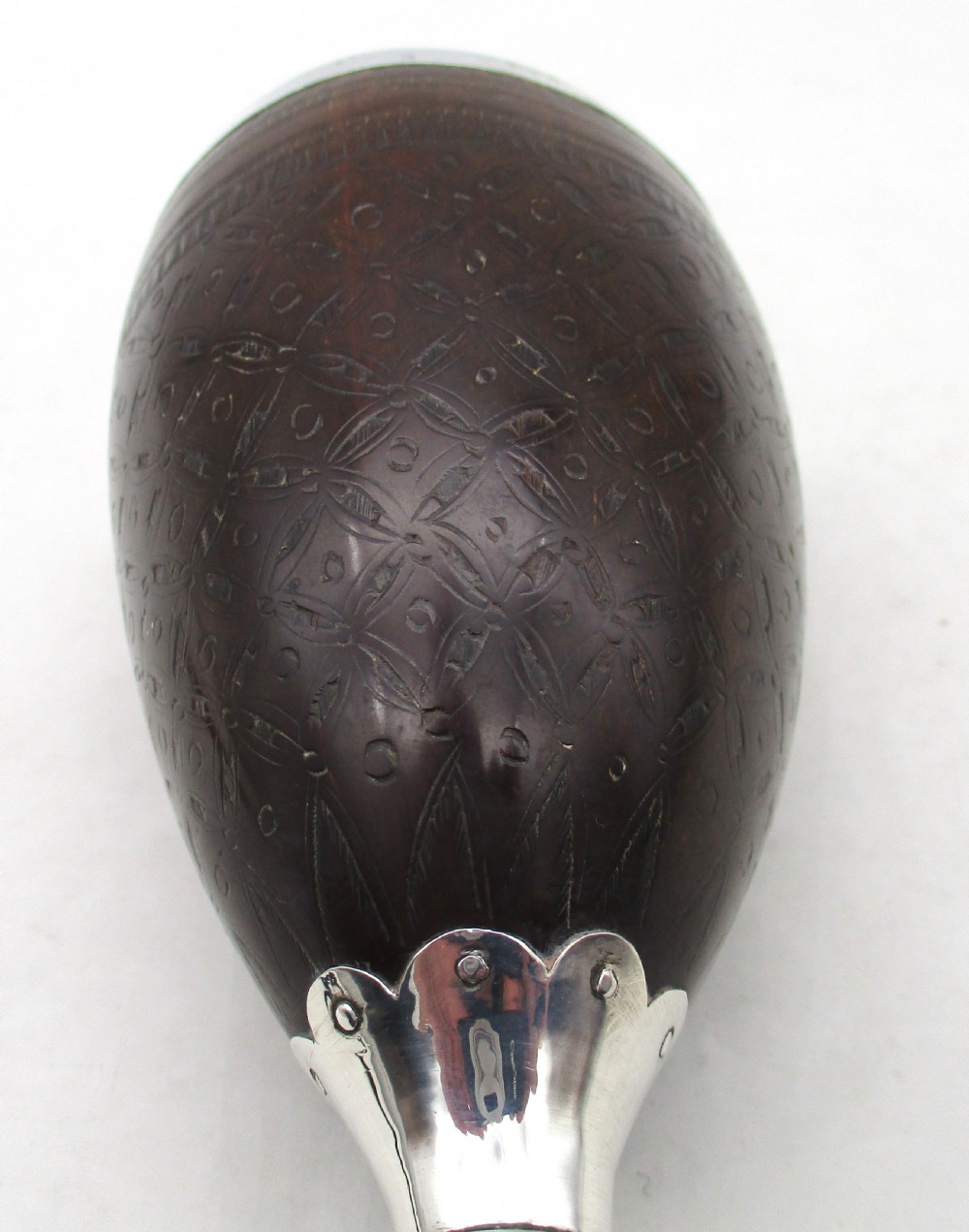 Rare 18th Century Coconut Wine Goblet with Old Sheffield Plate Mounts View XI