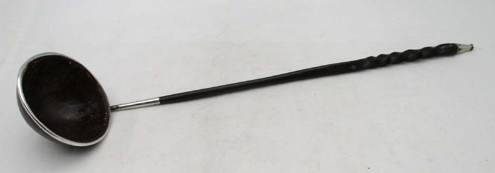 Rare 18th Century Coconut & Old Sheffield Plate Punch Ladle