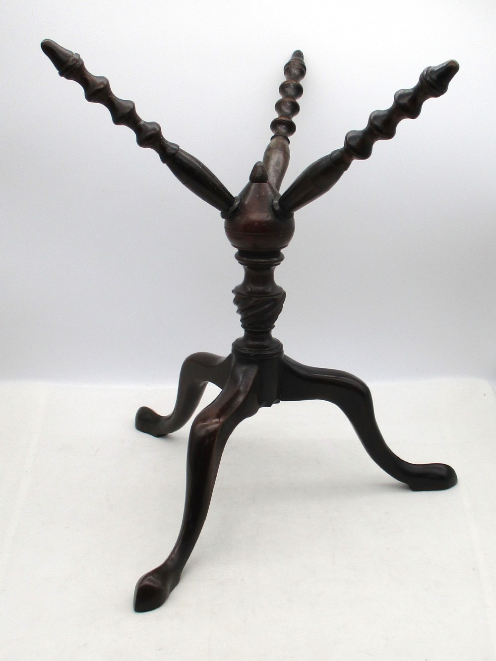 Fine Rotating Georgian Mahogany Treen Fire Side Stand / Fire Cat