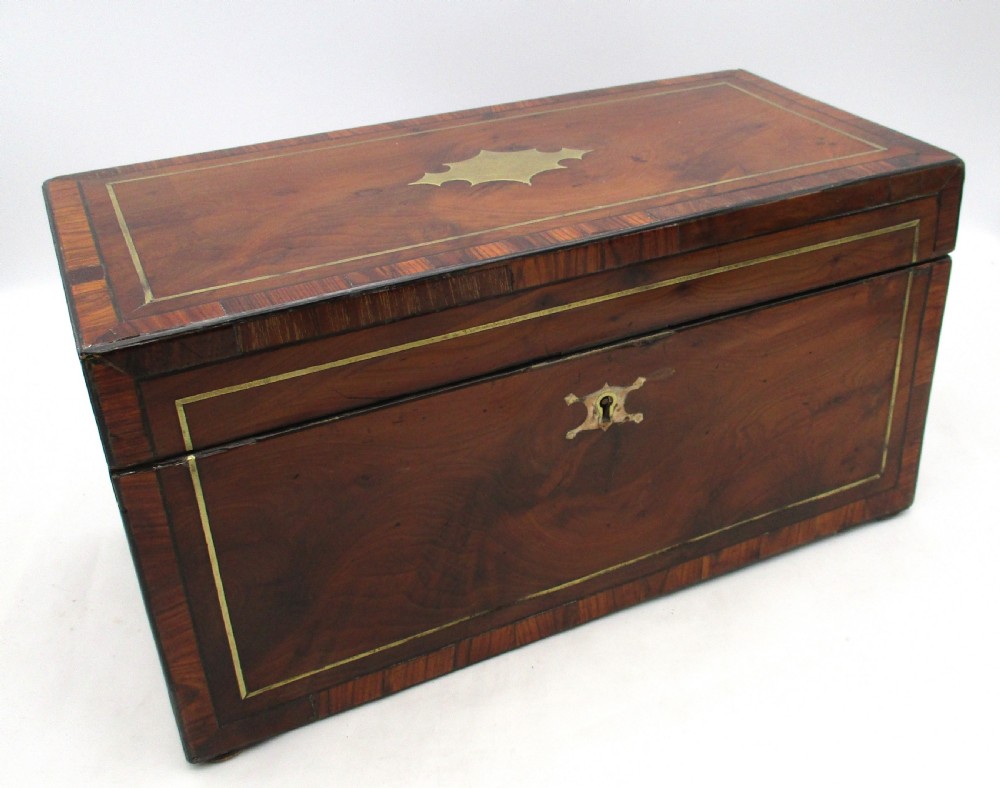 Fine Large Georgian Yew Wood Tea Caddy