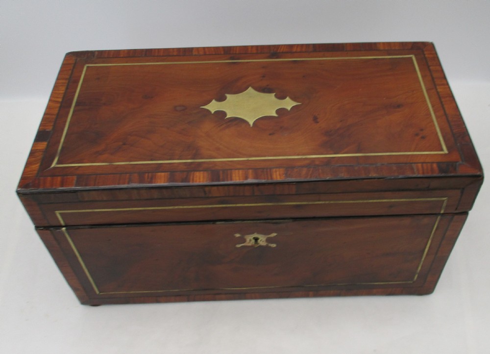 Fine Large Georgian Yew Wood Tea Caddy View V