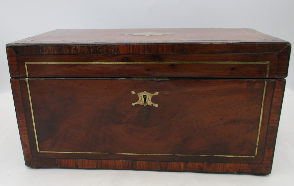 Fine Large Georgian Yew Wood Tea Caddy View VI