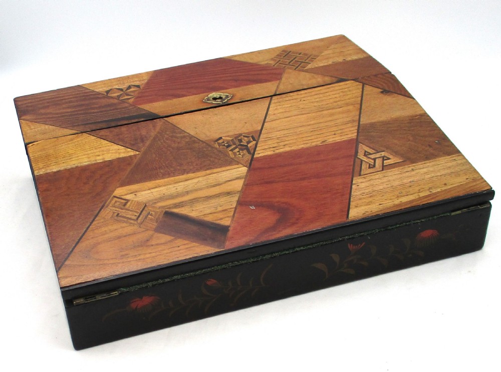 Small Ladies Japanese Marquetry Writing Slope c1920