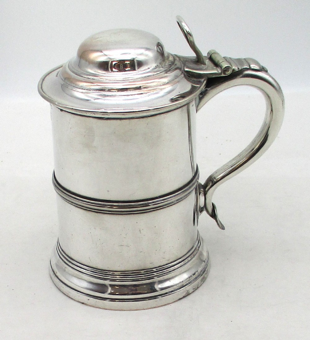 Rare Old Sheffield Plated Lidded 1/2 Pint Child's Tankard