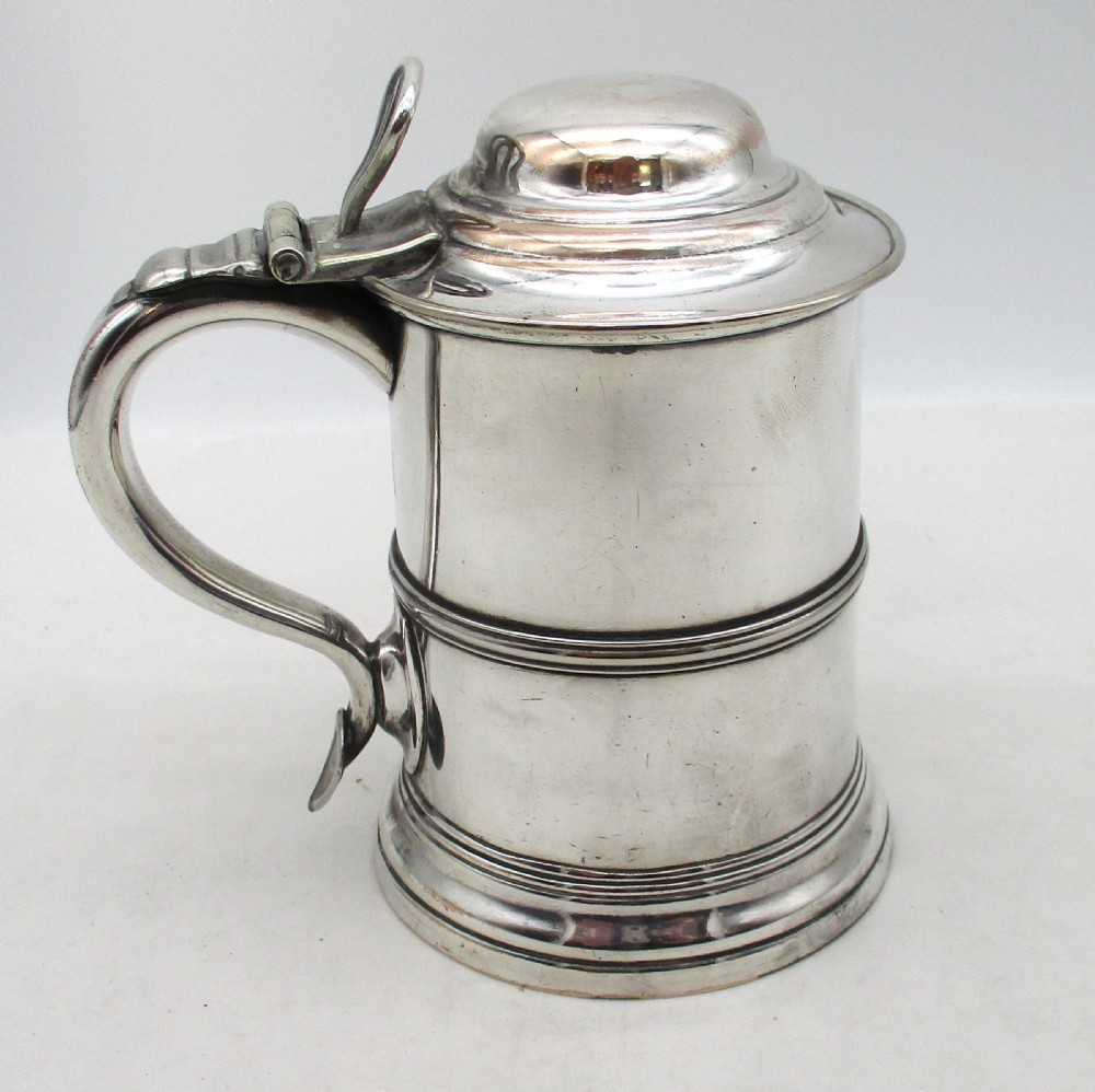 Rare Old Sheffield Plated Lidded 1/2 Pint Child's Tankard View IV
