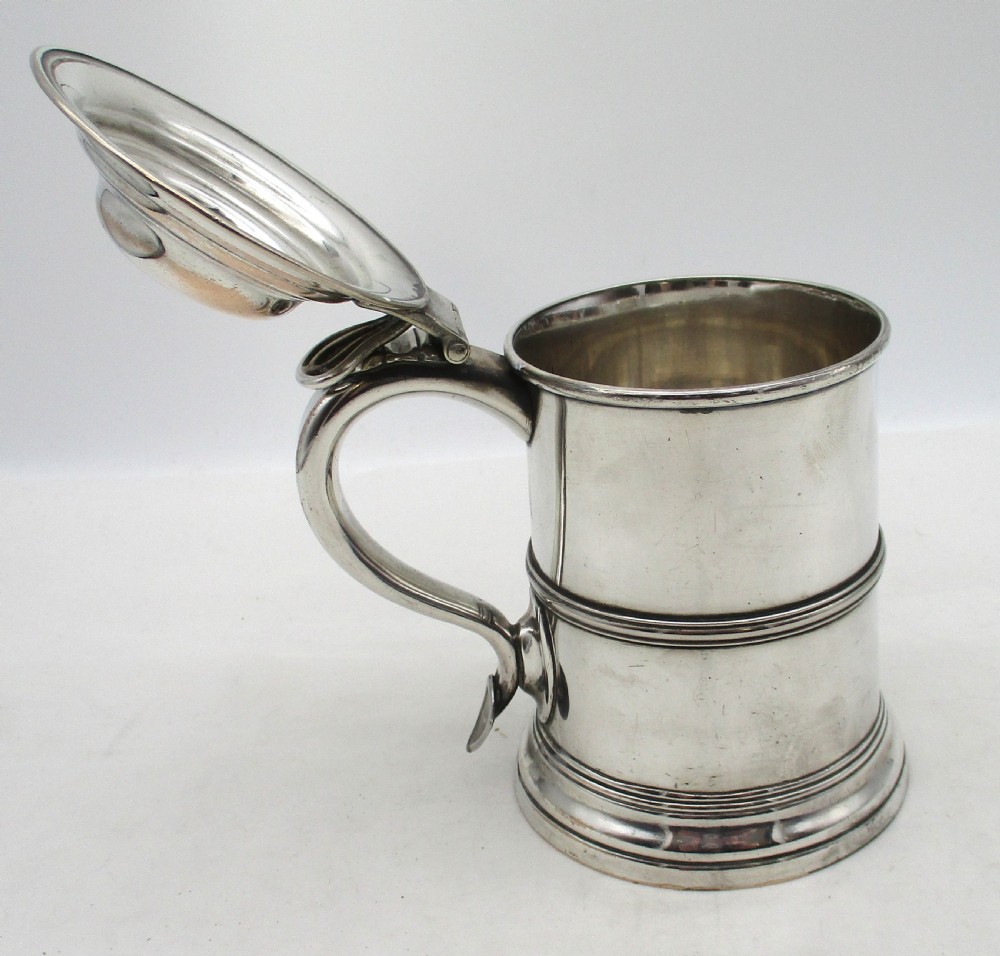 Rare Old Sheffield Plated Lidded 1/2 Pint Child's Tankard View V