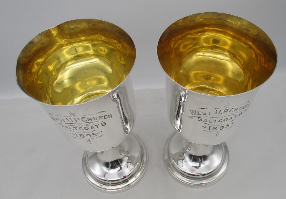 A Good Large Pair of Silver Plated Communion Chalices by Edward & Sons, Glasgow View II