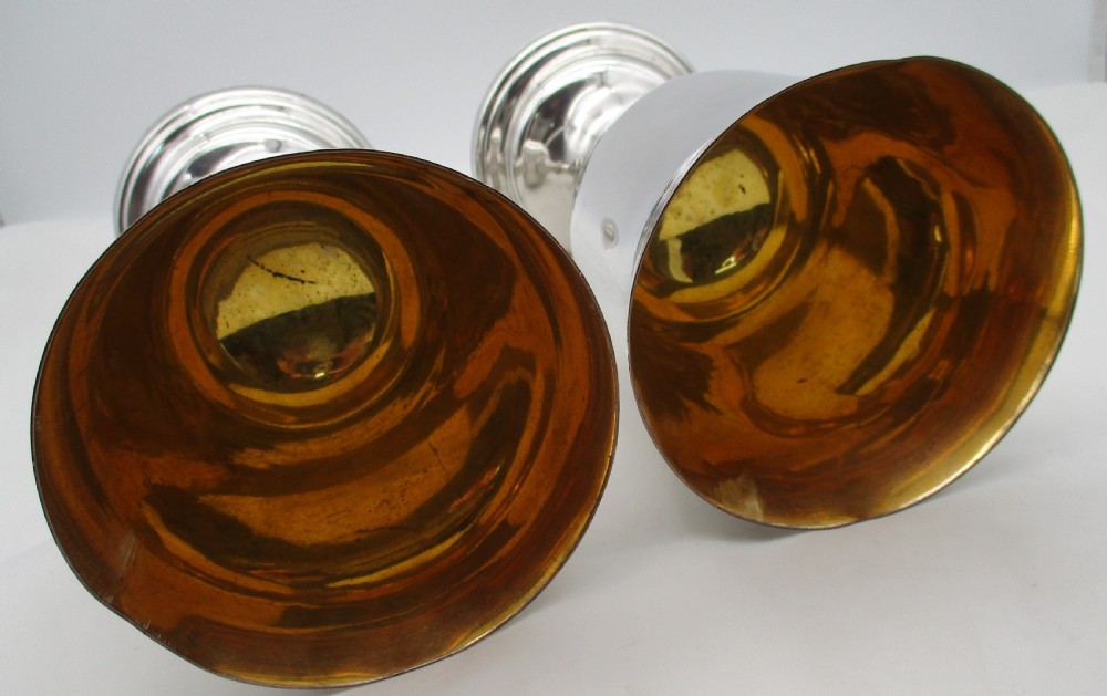 Large Pair of Old Sheffield Plated Communion Chalices 1844 View V