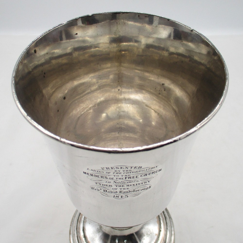 Very Large Pair of Old Sheffield Plated Communion Chalices 1845 View IV