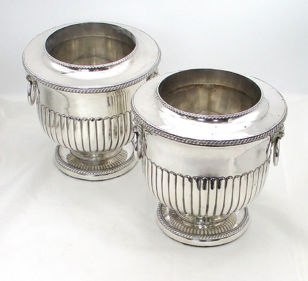 Fine Pair of Old Sheffield Plated Ice Buckets / Wine Coolers c1830