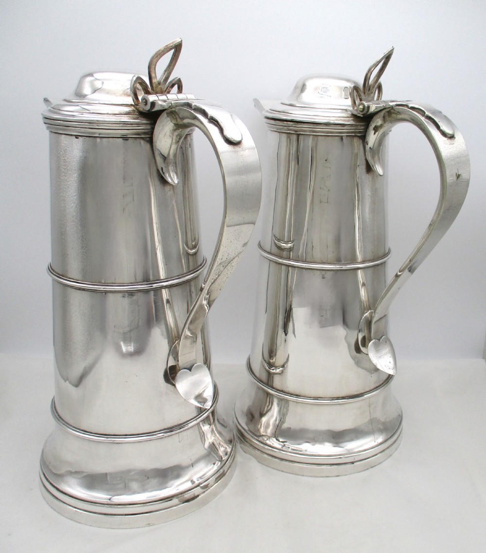 Fine Pair of 19th Century Silver Plated Communion Flagons View II