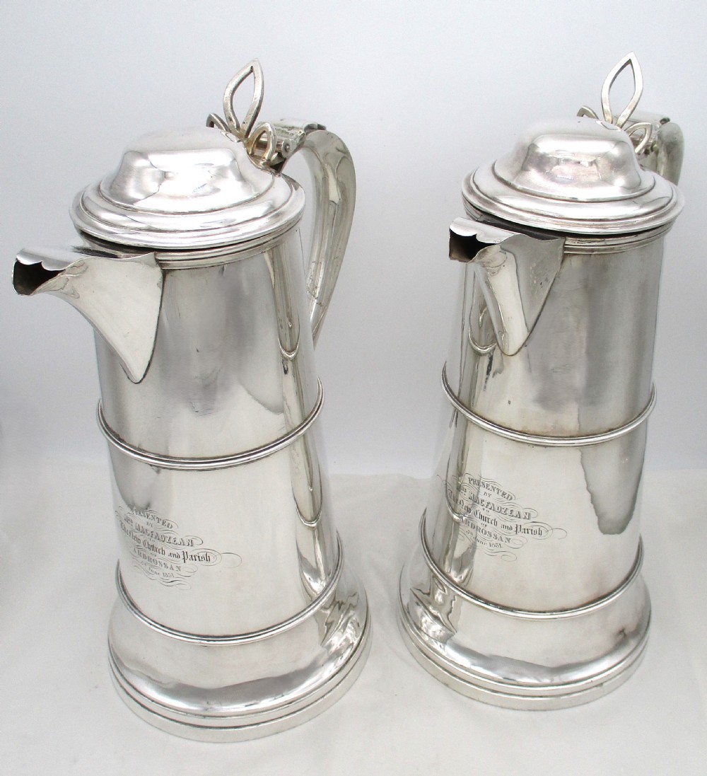 Fine Pair of 19th Century Silver Plated Communion Flagons View III