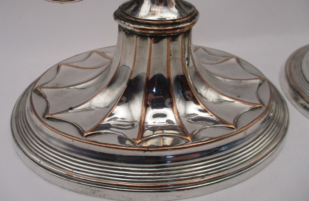 Tall Pair of 18th Century Old Sheffield Plated Lyre Shaped Candlesticks View IV