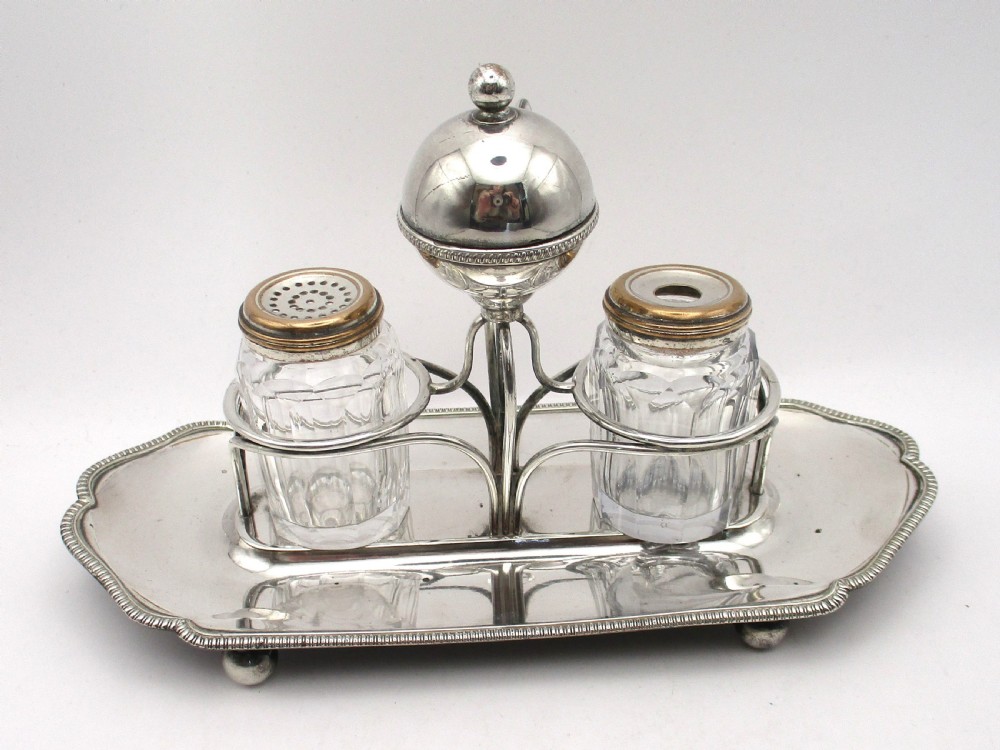 Rare Small 18th Century Old Sheffield Plated Ink Stand View II