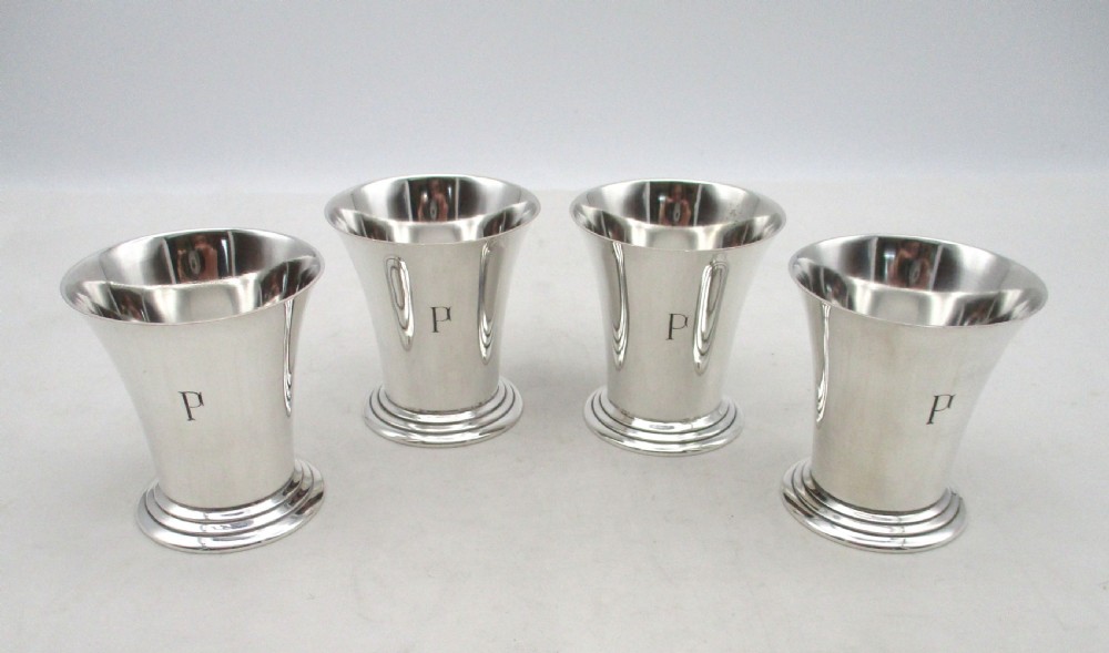 Art Deco Silver Plated Cocktail Shaker & 4 Cups View XI