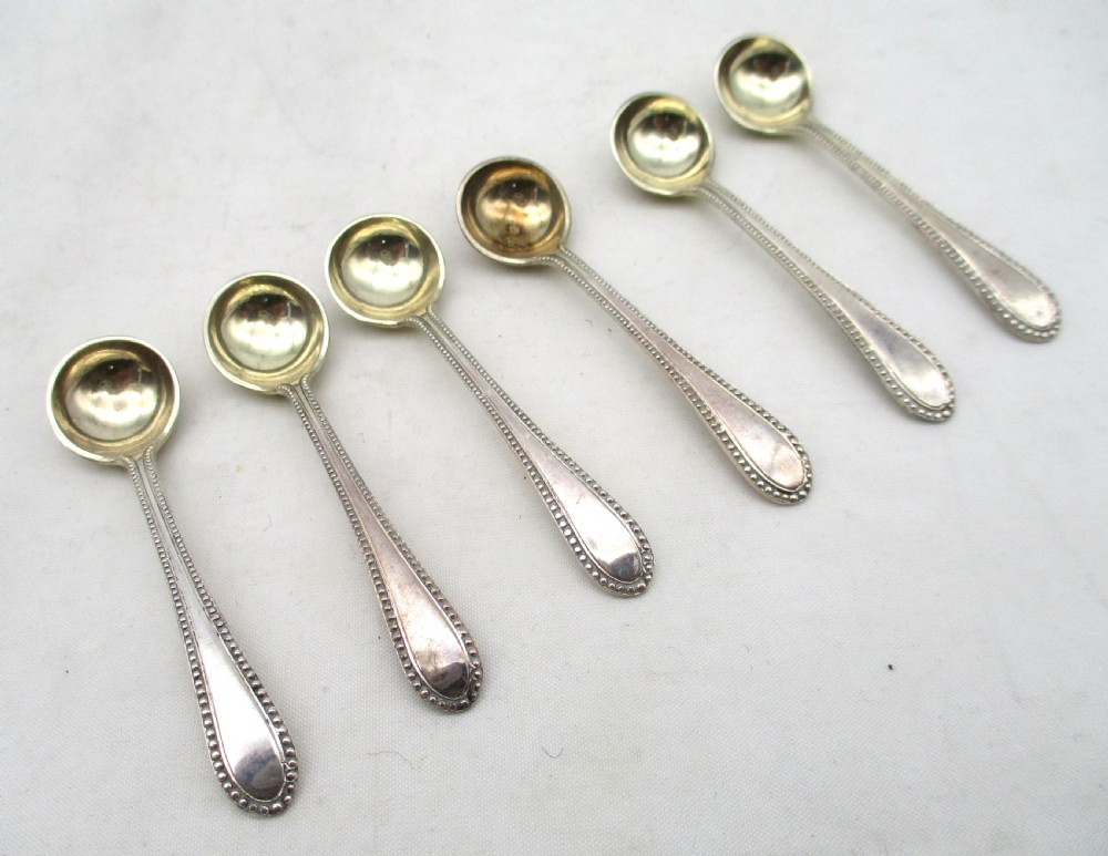 Boxed Set of 6 19th Century Silver Plated Salts & Spoons - Martin Hall View VI