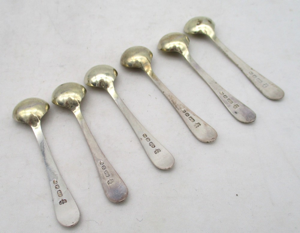 Boxed Set of 6 19th Century Silver Plated Salts & Spoons - Martin Hall View VII