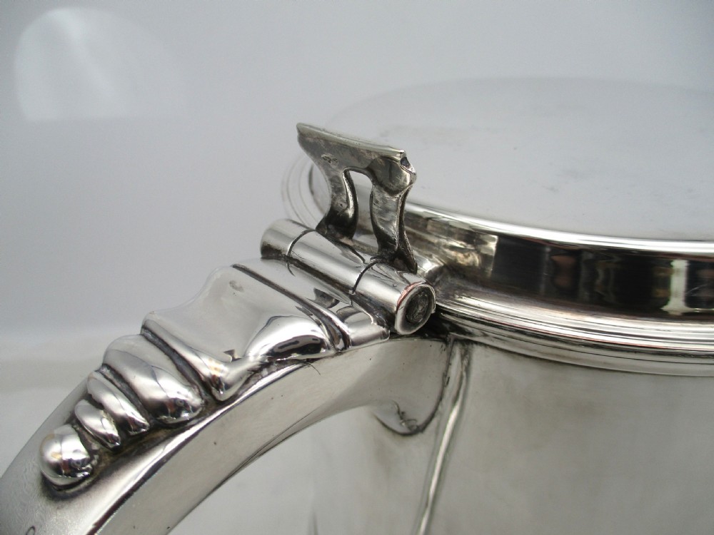 Very Large Silver Plated Tankard in the Queen Anne Style View V